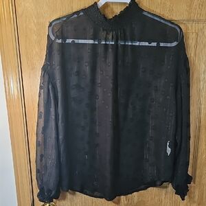 Chic Black Sheer Women's Blouse